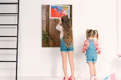 Magnetic dry erase board with a rustic wood frame