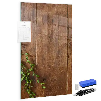 Magnetic dry erase board with a rustic wood frame