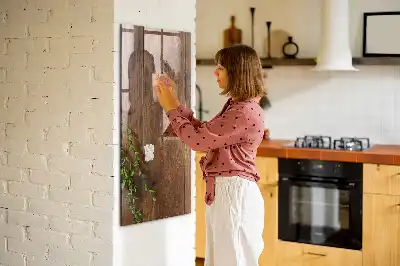 Magnetic dry erase board with a rustic wood frame