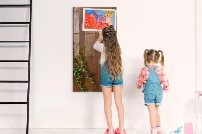 Magnetic dry erase board with a rustic wood frame