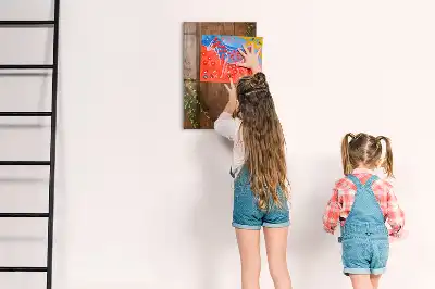 Magnetic dry erase board with a rustic wood frame
