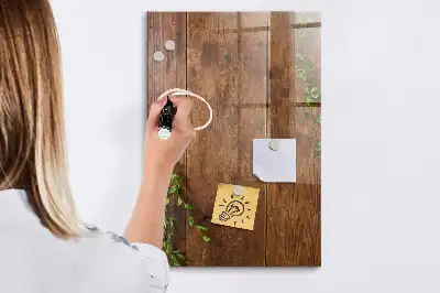 Magnetic dry erase board with a rustic wood frame