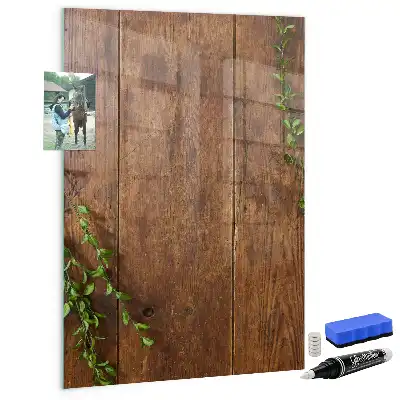 Magnetic dry erase board with a rustic wood frame