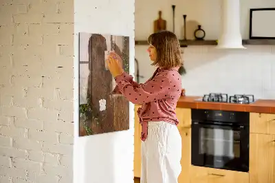Magnetic dry erase board with a rustic wood frame