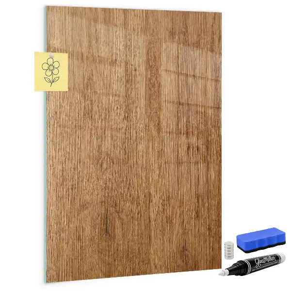 Magnetic dry erase board in warm wood tones