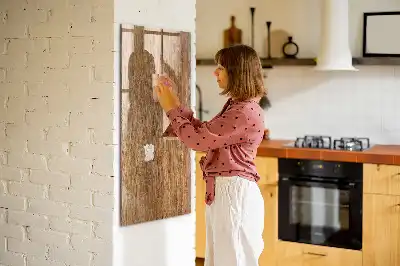 Magnetic dry erase board in warm wood tones