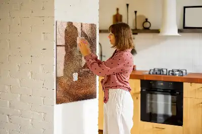Dry erase magnetic board with a tree trunk cross-section design