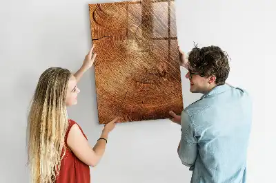 Dry erase magnetic board with a tree trunk cross-section design