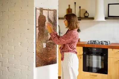 Dry erase magnetic board with a tree trunk cross-section design