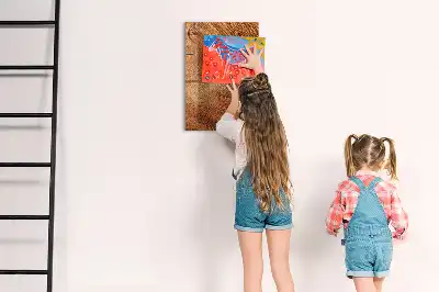 Dry erase magnetic board with a tree trunk cross-section design