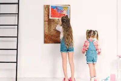 Dry erase magnetic board with a tree trunk cross-section design