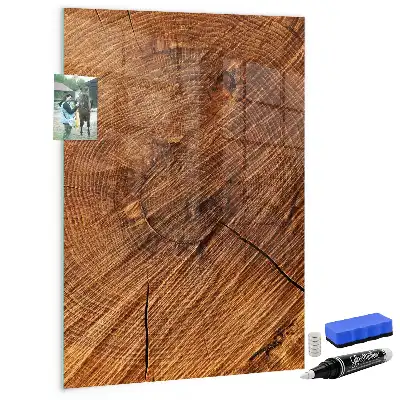 Magnetic dry erase board in a warm wood shade