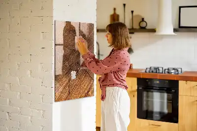 Magnetic dry erase board in a warm wood shade