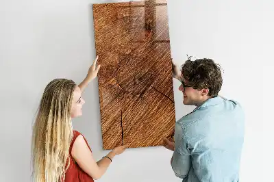 Magnetic dry erase board in a warm wood shade