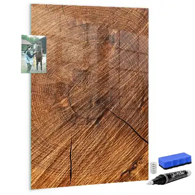Magnetic dry erase board in a warm wood shade
