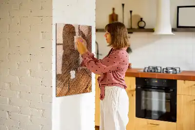 Magnetic dry erase board in a warm wood shade