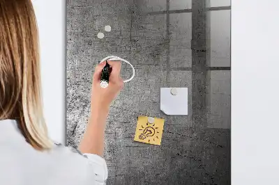 Dry erase magnetic board with a scratched metal finish