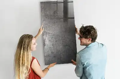 Dry erase magnetic board with a scratched metal finish