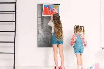 Dry erase magnetic board with a scratched metal finish