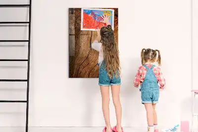 Magnetic dry erase board with an old wood finish