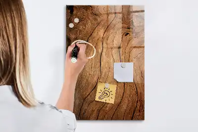 Magnetic dry erase board with an old wood finish