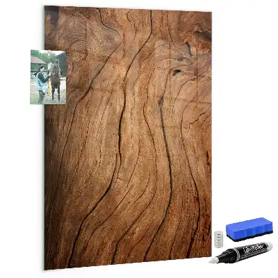 Magnetic dry erase board with an old wood finish