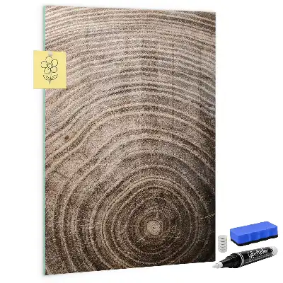 Dry erase magnetic board tree rings design