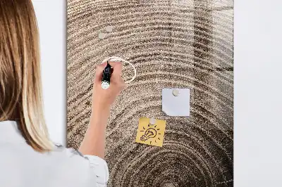 Dry erase magnetic board tree rings design
