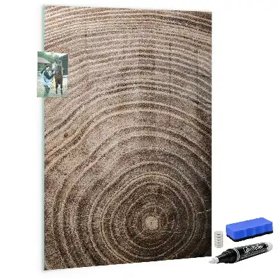 Dry erase magnetic board tree rings design