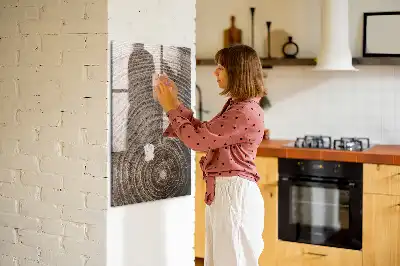 Dry erase magnetic board tree rings design
