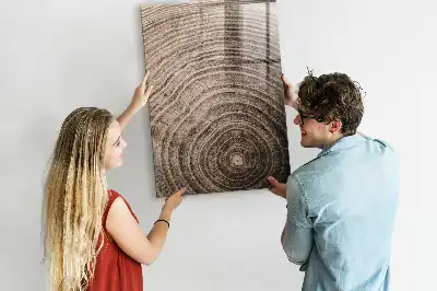 Dry erase magnetic board tree rings design