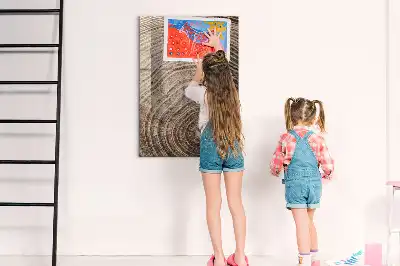 Dry erase magnetic board tree rings design