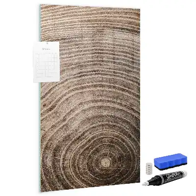 Dry erase magnetic board tree rings design