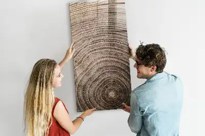 Dry erase magnetic board tree rings design