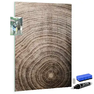 Dry erase magnetic board tree rings design
