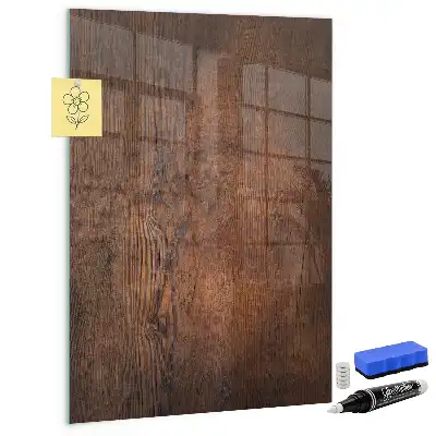 Magnetic dry erase board in dark wood finish