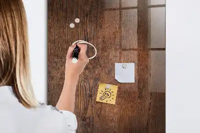 Magnetic dry erase board in dark wood finish