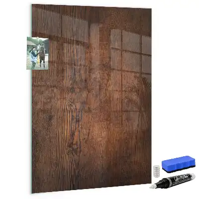 Magnetic dry erase board in dark wood finish