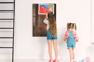 Magnetic dry erase board in dark wood finish