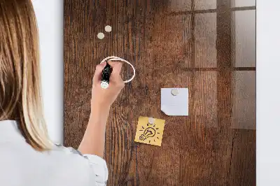 Magnetic dry erase board in dark wood finish