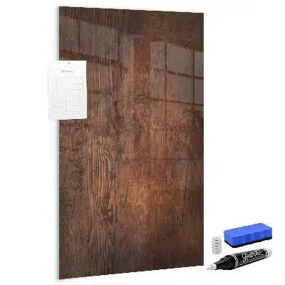 Magnetic dry erase board in dark wood finish