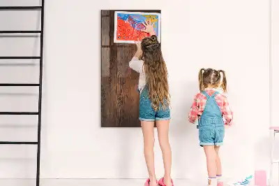 Magnetic dry erase board in dark wood finish