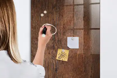 Magnetic dry erase board in dark wood finish