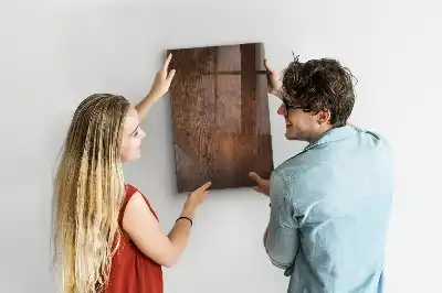 Magnetic dry erase board in dark wood finish