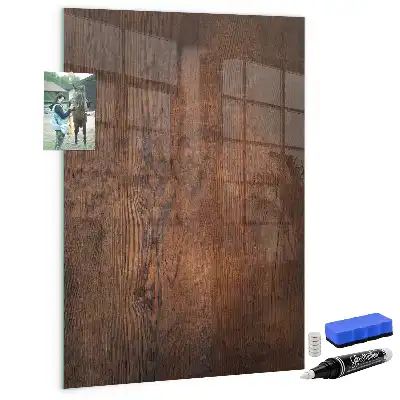 Magnetic dry erase board in dark wood finish