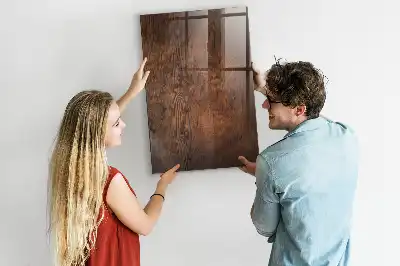Magnetic dry erase board in dark wood finish