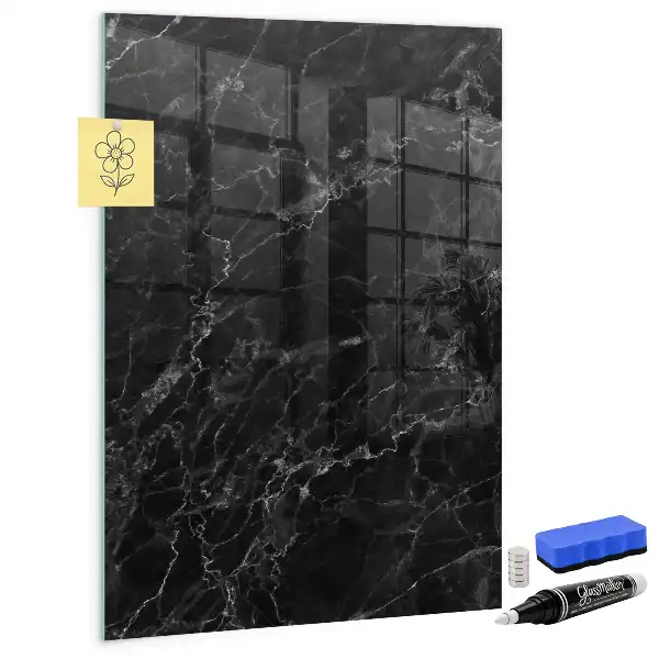 Magnetic dry erase board in dark marble
