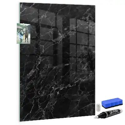 Magnetic dry erase board in dark marble