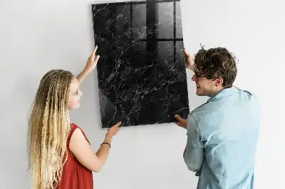 Magnetic dry erase board in dark marble