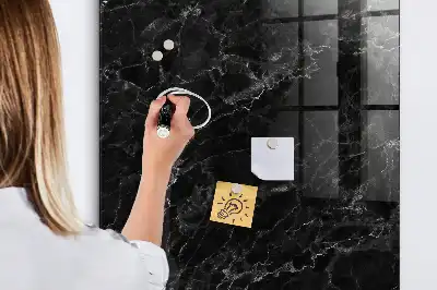 Magnetic dry erase board in dark marble